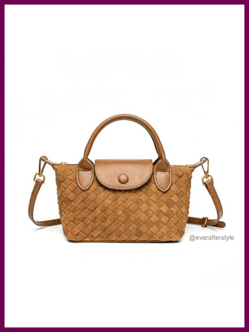 Faux Leather Woven Mini Crossbody Bag Compact Travel Purse Adjustable Strap